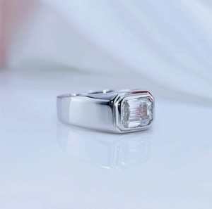 <b>Emerald</b> Cut Moissanite <b>Ring</b> 925 Sterling <b>Silver</b> Gold Plated Engagement Wedding Party Luxury Minimalist Elegant Promise <b>Ring</b> Gift - Product Image 2