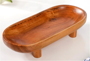 Plateau de service en bois de design varié pour la table, idéal pour servir des aliments et des collations, plateau en bois finition noyer - Product Image 2