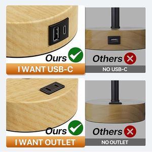 Lampada da Tavolo in Lino Dimmerabile a 3 Livelli con Porte di Ricarica USB A+C, Piccola Lampada da Comodino con Controllo Touch e Presa AC - Product Image 6