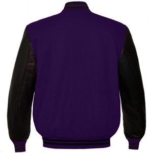 Wholesale Purple & Black Letterman <b>Jacket</b> for Men – Wool Varsity <b>Jacket</b> with Leather Sleeves - Product Image 2
