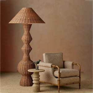 Best Seller Floor Lamps for Living Room Decor Creative Vintage Rattan <b>Standing</b> Lamp OEM Accepted from Vietnam Factory - Product Image 3