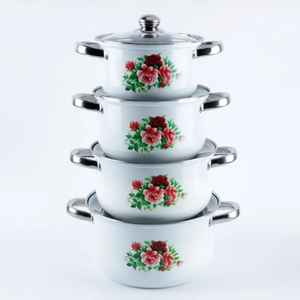 Juego de ollas esmaltadas con tapa, diseño floral, para cocina, olla para sopa, olla para caldo, cacerola para el hogar. - Product Image 1
