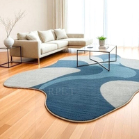 Tapis en laine biologique bleu-gris tufté à la main, motif abstrait irrégulier, pour salon, chambre à coucher, décoration intérieure, fournisseur en gros