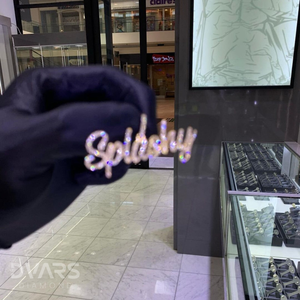 Pendentif Lettre Initiale Personnalisé en Argent Sterling 925 avec Moissanite VVS de Luxe, Plaqué Rhodium et Sertissage à Griffes, Style Hip Hop - Product Image 2