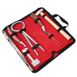 Kit complet d'outils de soin des sabots de cheval pour fermeurs avec boucle de débridage, couteau de sabotage, couteau de sabotage courbé, testeur de sabotage, marteau et tamponneur - Product Image 1