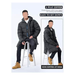 Abrigos Largos de Invierno para Hombre, Chaqueta Acolchada Ligera, Chaqueta de Invierno Cálida, Aislada e Impermeable con Capucha, Informal para Clima Frío - Product Image 6