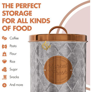 Juego de 3 Recipientes Metálicos Galvanizados para Cocina, Recipientes para Té, Azúcar y Café, Recipientes de Almacenamiento de Alimentos con Asa - Product Image 2