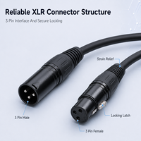 Cable de extensión de micrófono de audio balanceado XLR de 3 pines, personalizado OEM, de 1m, 2m, 3m, macho a hembra, para mezclador, altavoz, escenario, estudio.