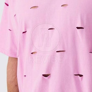 T-shirts pour hommes de qualité supérieure, tendance et déchirés, avec logo personnalisé, 100% coton respirant, couleurs et tailles personnalisées - Product Image 4