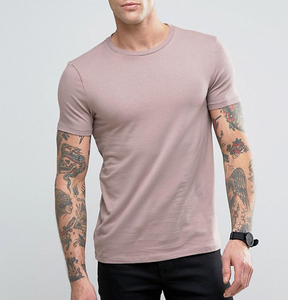 T-shirt à manches courtes pour homme, coupe ajustée, couleur unie, col rond, jersey de coton, vêtements décontractés - Product Image 4