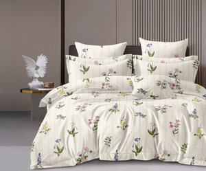 ผ้าปูที่นอนไมโครไฟเบอร์พิมพ์ลายดอกไม้สีขาวพรีเมียม 130+ GSM ระบายอากาศได้ดี ปลอดภัยต่อผิว ช่วยให้นอนหลับสบาย มีจำหน่ายในราคาขายส่ง - Product Image 1