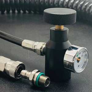 Adaptateur universel <span class=keywords><strong>de</strong></span> station <span class=keywords><strong>de</strong></span> remplissage <span class=keywords><strong>de</strong></span> bouteille en aluminium noir avec manomètre marche/arrêt pour réservoir HPA 1500 PSI pour activités <span class=keywords><strong>de</strong></span> plein air - Product Image 2