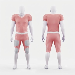 Ensemble d'uniformes de football américain personnalisés, noir et orange, imprimé géométrique, col en V, manches courtes, ajusté, respirant, anti-transpiration, pour hommes - Product Image 6