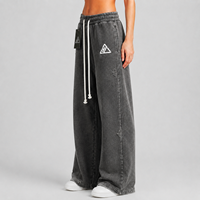 Pantalon cargo large en molleton 100 % coton de haute qualité, style streetwear, taille élastique, logo brodé personnalisé, tendance