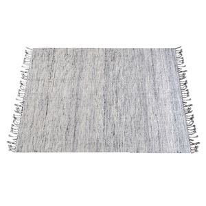 Tapis d'intérieur gris en laine tissée plate, uni, avec franges tressées, texture moderne, envers en latex, pour salon, chambre à coucher, décoration intérieure - Product Image 1