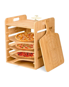 BEST SELLER Spatule à pizza avec guide de mesure et design demi-lune, manche en bois durable pour outils à pizza VietChoice - Product Image 4