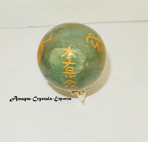 Green Jade Chinese Chakra Letter Engraved Handmade Waterproof <b>Sphere</b> Wholesale Natural Globe <b>Ball</b> Crystal Collectible Gujarat - Product Image 3
