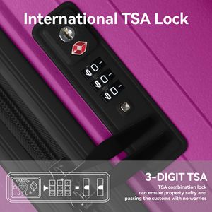 Set di Valigie da Viaggio Leggere a 3 Pezzi con Ruote e Serratura TSA, Angoli Rinforzati, Bagaglio a Mano per Viaggi d'Affari - Product Image 4