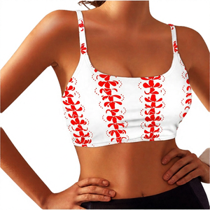 Soutien-gorge de sport blanc imprimé pour femme, à bretelles, maintien moyen, respirant - Product Image 2