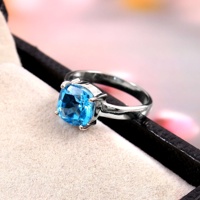 Topaze bleue, argent 925, bijoux faits à la main, pierre précieuse, bijoux délicats en topaze, argent sterling 925, bague de mariage pour femme, bijoux en topaze bleue