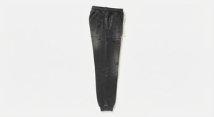 Men Vintage Distressed Washed Midweight Denim Jogger <b>Pants</b> Loose Fit <b>Ripstop</b> Casual Drawstring <b>Cargo</b> Style Mid Waist XL - Product Image 2