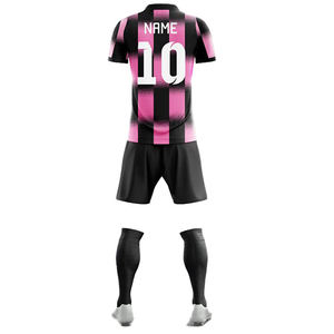 Conjunto Deportivo de Camiseta y Pantalones Cortos, Diseño a Cuadros Rosa y Negro, Sublimado, Secado Rápido, Manga Corta, Unisex, para Adultos, Ropa de Fútbol, Corte Regular - Product Image 3