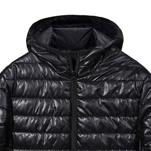 Veste matelassée imperméable à capuche 100% nylon avec design patchwork, style streetwear - Product Image 3