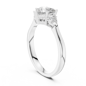 Bague de fiançailles en moissanite en forme de cœur à trois pierres, en argent sterling 925, avec pierres latérales taille triligne, pour femme - Product Image 4