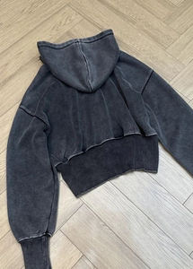 Sudaderas con capucha de corte personalizado, lavado ácido, estilo casual, top corto, ropa de otoño, Y2K, corte holgado, sudadera pesada con cremallera, sudaderas con capucha OEM - Product Image 4