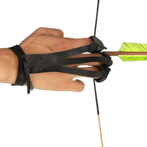Gant de tir à l'arc en cuir à 3 doigts, protège-doigts pour tir à l'arc, sangle de poignet réglable, vente en gros, OEM disponible - Product Image 5