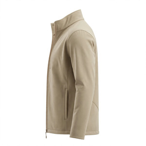 <b>Men's</b> Solid Color <b>Fleece</b> Jacket Stand Collar Zipper Closure Windproof Casual Autumn Polyester Shell <b>Sherpa</b> Lining Regular Fit - Product Image 5