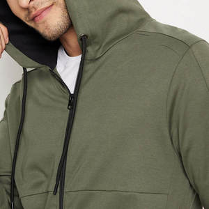 Men Olive <b>Green</b> Tracksuit Full Zip Hoodie Casual Sporty Style Autumn Wear Polyester Regular Fit Side Pockets - Product Image 6