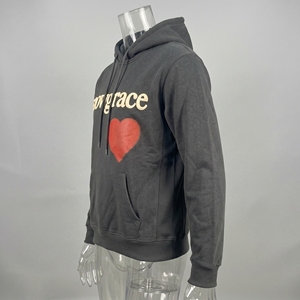 Snowgrace Black Hooded <b>Sweatshirt</b> Oversized Fit Front <b>Heart</b> Print Regular Sleeve Men Casual Autumn Wear - Product Image 4