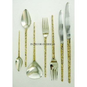 Cucharas de Servir de Acero Inoxidable de Alta Calidad, Plateadas, con Mangos de Jade Verde, Diseño de Bambú, Juego de Cubiertos de Lujo - Product Image 6