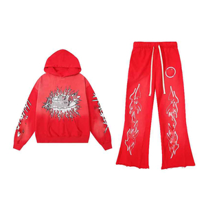 ชุดวอร์มผ้าฟลีซหนานุ่มแบบยูนิเซ็กซ์ SHY SPORTS รุ่นวินเทจสีเทา ซิปฮู้ดดี้ลายกราฟิกดาเกอร์ กางเกงจ็อกเกอร์ทรงหลวมสำหรับออกกำลังกาย - Product Image 5