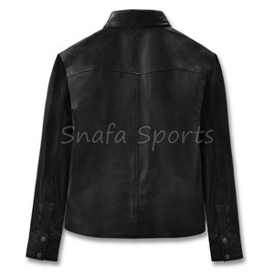 Chaqueta de Cuero Genuino para Hombre, Cuello Alto, Impermeable, Ecológica, Chaqueta de Alta Calidad al por Mayor - Product Image 6