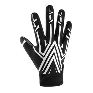 Guantes de Fútbol Americano con Logotipo Personalizado, Diseño Geométrico en Blanco y Negro, Dedos Completos, PU Antideslizante, Palma Adhesiva, Equipo de Entrenamiento para Exteriores - Product Image 2
