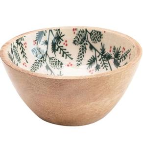 Decorative Art Wooden Bowl Enamel Lining Gold Star Details Luxury Eco-Friendly Design for Ramadan <b>Eid</b> Celebrations Party <b>Gifting</b> - Product Image 1