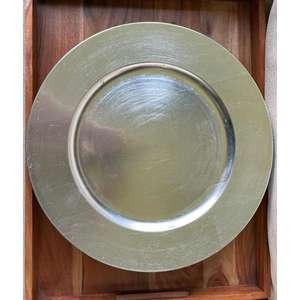 Assiette de présentation argentée de 12 pouces pour restaurant, en métal, réutilisable, résistante au lave-vaisselle, très vendue - Product Image 1