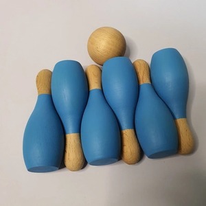 Wooden Handmade Polished Outdoor Skittle for Game Set Custom Colored Lawn <b>Bowling</b> Pins Family Party Game - Product Image 2