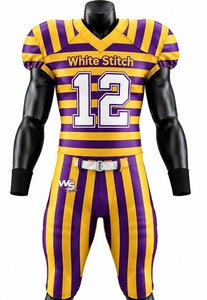 White Stitch Custom Sublimated American Football Jersey Men's Solid V-Neck Short Sleeve Uniform 12 Moisture Plus Size Front - Product Image 3