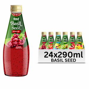VINUT Vietnam 24-Pack Bouteilles en verre Carton 290ml Sans sucre Raisin rouge Graines de basilic Jus Boisson Graines de chia OEM ODM Marque privée - Product Image 1