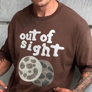 Camiseta Negra de Manga Corta para Hombre con Estampado de Letras, Cuello Redondo, Corte Regular, Algodón Jersey, Estilo Casual, Logotipo Frontal, Transpirable, 240g - Product Image 5