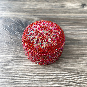 Prix pas cher rouge perlé rond pailleté bijou organisateur vente indien bibelot boîte de luxe cosmétique stockage retour faveur boîte - Product Image 2