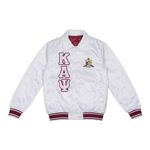 Chaqueta Universitaria Clásica de Satén con 3 Letras de Kappa Alpha Psi, Blanca, Ropa de Fraternidad Griega con Diseño Clásico, Comodidad y Estilo Premium - Product Image 4