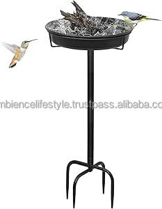 Bain d'oiseaux en métal de qualité supérieure, accessoire décoratif de jardin extérieur, finition résistante aux intempéries, durable et élégant, mangeoire pour oiseaux - Product Image 4