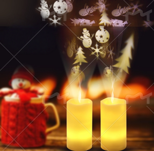 TOOWIN New Paraffin Electronic Candle Lamp, Battery-Powered, LED Projector Lamp, Christmas Snowflake & Starry Night Light - Product Image 2