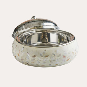 Gran oferta, calentador de madera con incrustaciones de madreperla, vajilla de madera, cesta de olla caliente, soporte para pan Chapati Roti, cuenco con tapa con estampado de esmalte - Product Image 2