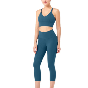 2 Piece Set Crop Top & Shorts <b>Lace</b> <b>Elastic</b> Waist Quick Dry Spandex/Nylon - Product Image 1