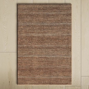 Tapis de sol rectangulaire en jute rayé, style ferme, tissage plat, avec envers antidérapant, pour salon, à poils ras et fins - Product Image 4